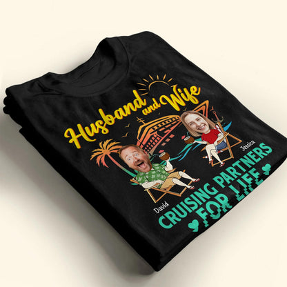 Husband And Wife Cruising Partners For Life, Cruise Ship And Sun