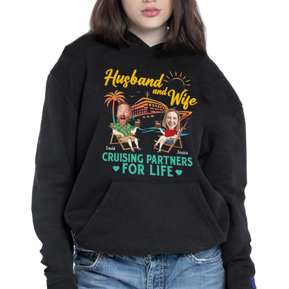 Husband And Wife Cruising Partners For Life, Cruise Ship And Sun