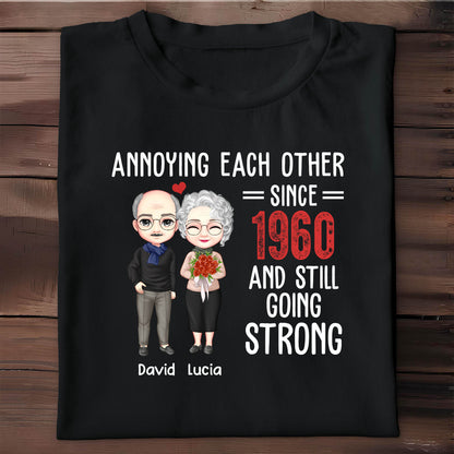 Annoying Each Other Since 1960 And Still Going Strong, Cartoon Couple And Heart