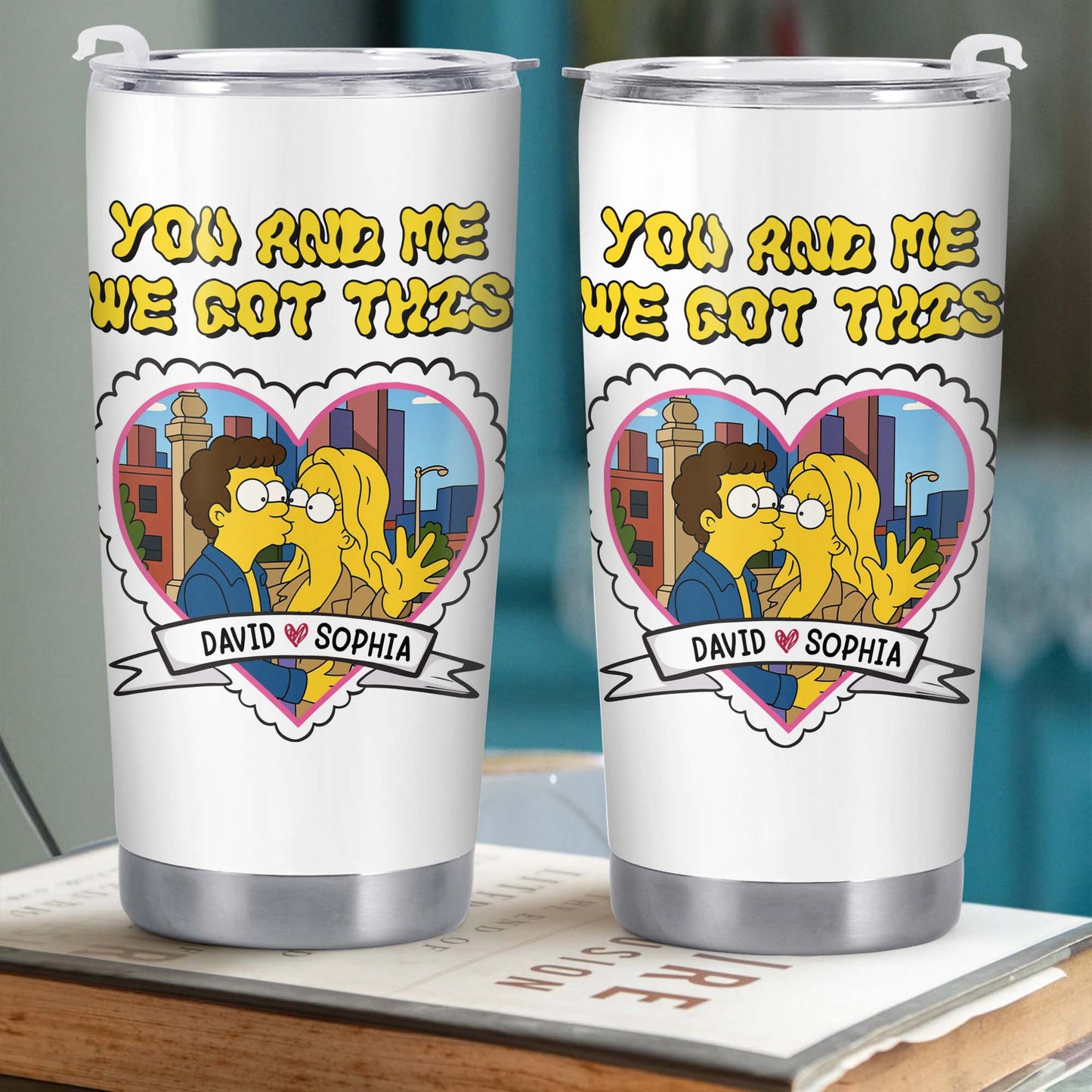 You And Me We Got This Heart And Cartoon Couple Tumbler Design