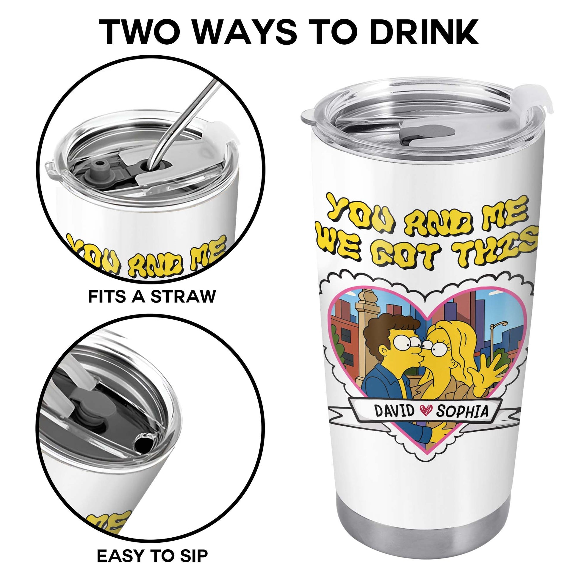 You And Me We Got This Heart And Cartoon Couple Tumbler Design