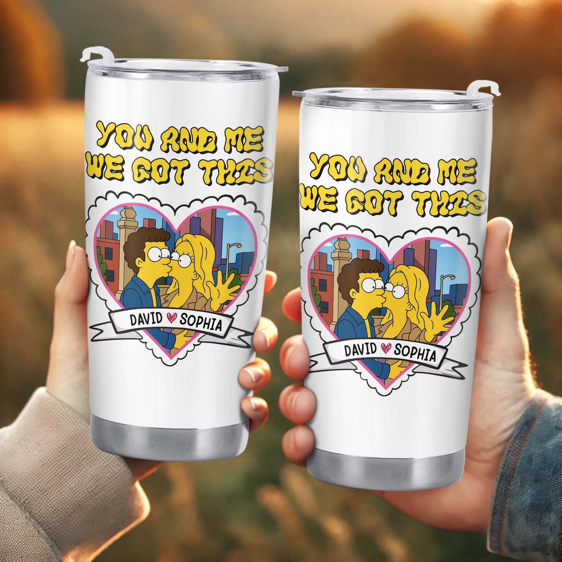 You And Me We Got This Heart And Cartoon Couple Tumbler Design