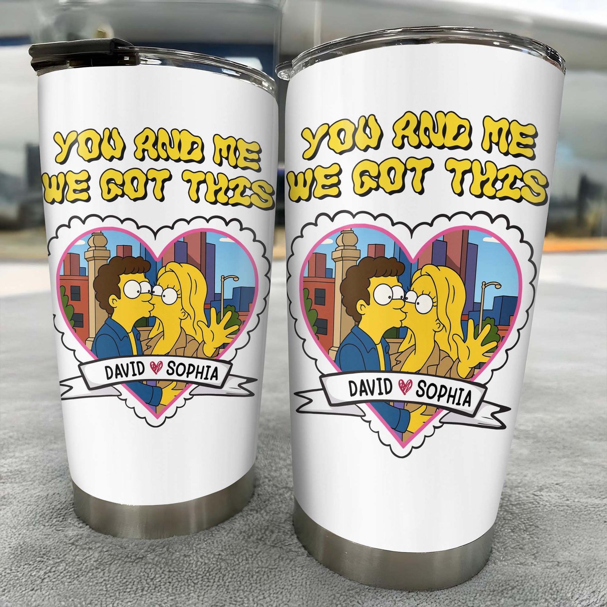 You And Me We Got This Heart And Cartoon Couple Tumbler Design