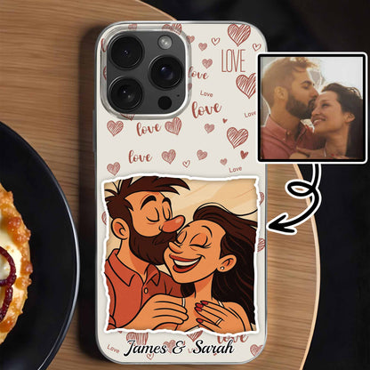 Entourez-vous d'amour, de cœurs et de couple - Coque de téléphone transparente personnalisée - CPL392_PHC