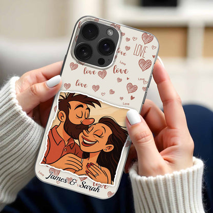Entourez-vous d'amour, de cœurs et de couple - Coque de téléphone transparente personnalisée - CPL392_PHC