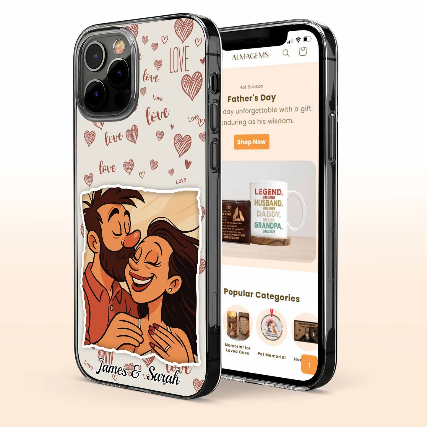 Entourez-vous d'amour, de cœurs et de couple - Coque de téléphone transparente personnalisée - CPL392_PHC