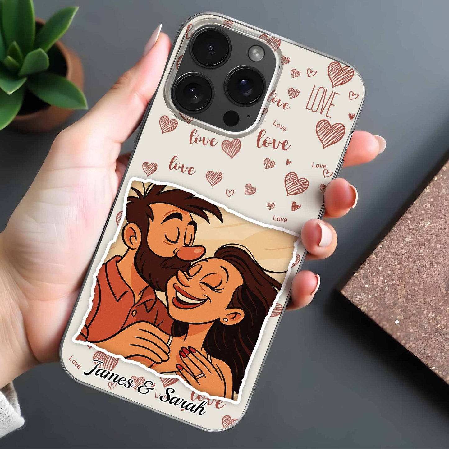 Entourez-vous d'amour, de cœurs et de couple - Coque de téléphone transparente personnalisée - CPL392_PHC
