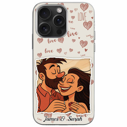 Entourez-vous d'amour, de cœurs et de couple - Coque de téléphone transparente personnalisée - CPL392_PHC