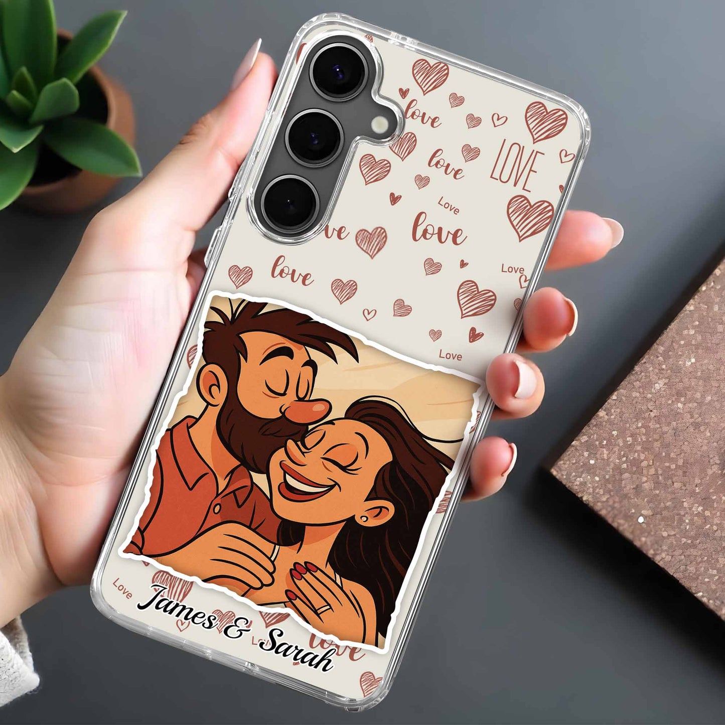 Entourez-vous d'amour, de cœurs et de couple - Coque de téléphone transparente personnalisée - CPL392_PHC