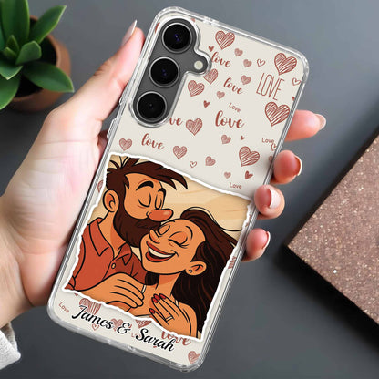 Entourez-vous d'amour, de cœurs et de couple - Coque de téléphone transparente personnalisée - CPL392_PHC