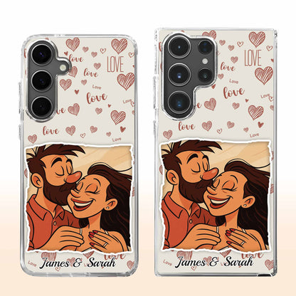 Entourez-vous d'amour, de cœurs et de couple - Coque de téléphone transparente personnalisée - CPL392_PHC