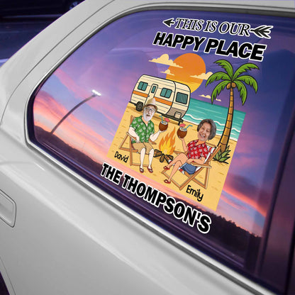 This Is Our Happy Place, Palm Trees, Camper Van, Campfire, Beach