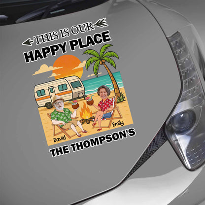 This Is Our Happy Place, Palm Trees, Camper Van, Campfire, Beach