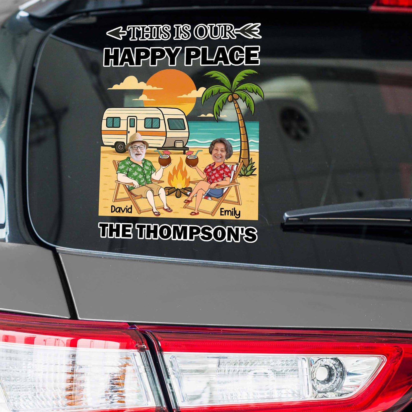 This Is Our Happy Place, Palm Trees, Camper Van, Campfire, Beach