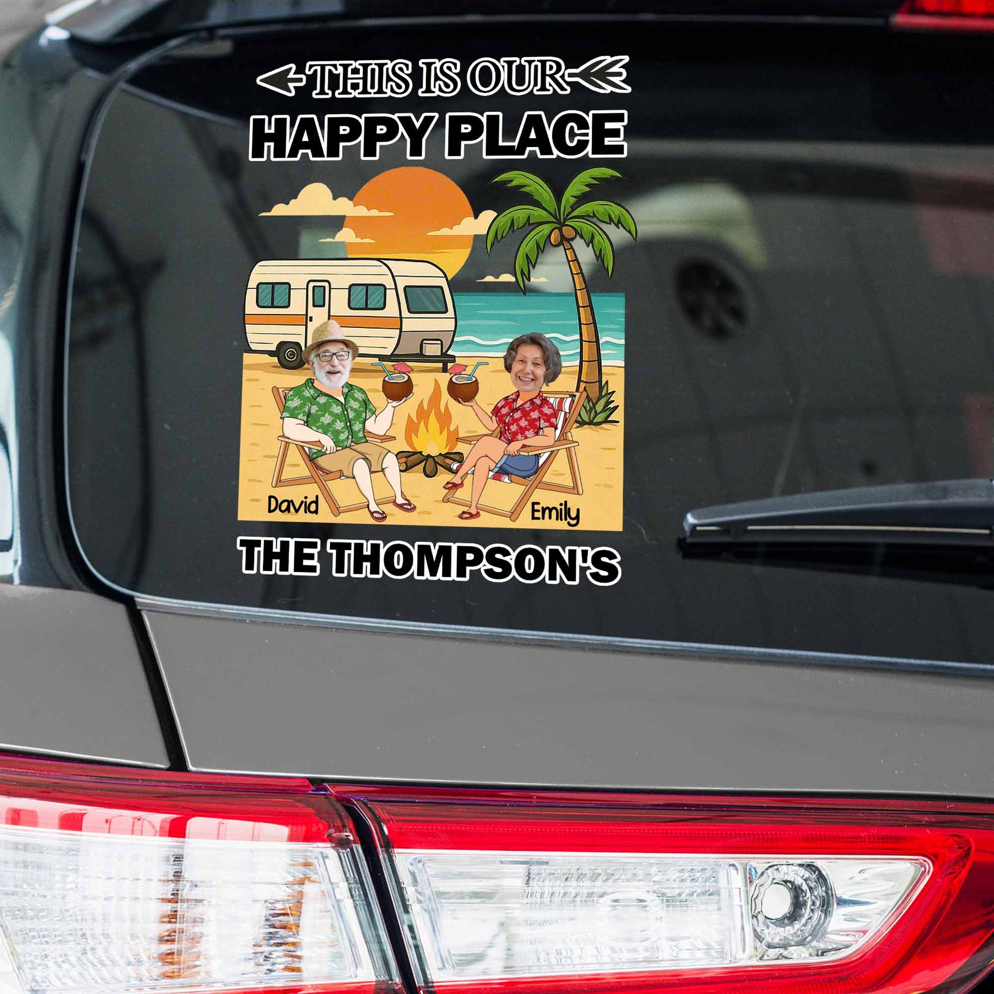 This Is Our Happy Place, Palm Trees, Camper Van, Campfire, Beach