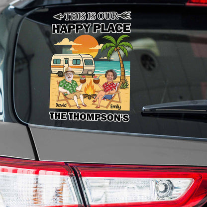 This Is Our Happy Place, Palm Trees, Camper Van, Campfire, Beach