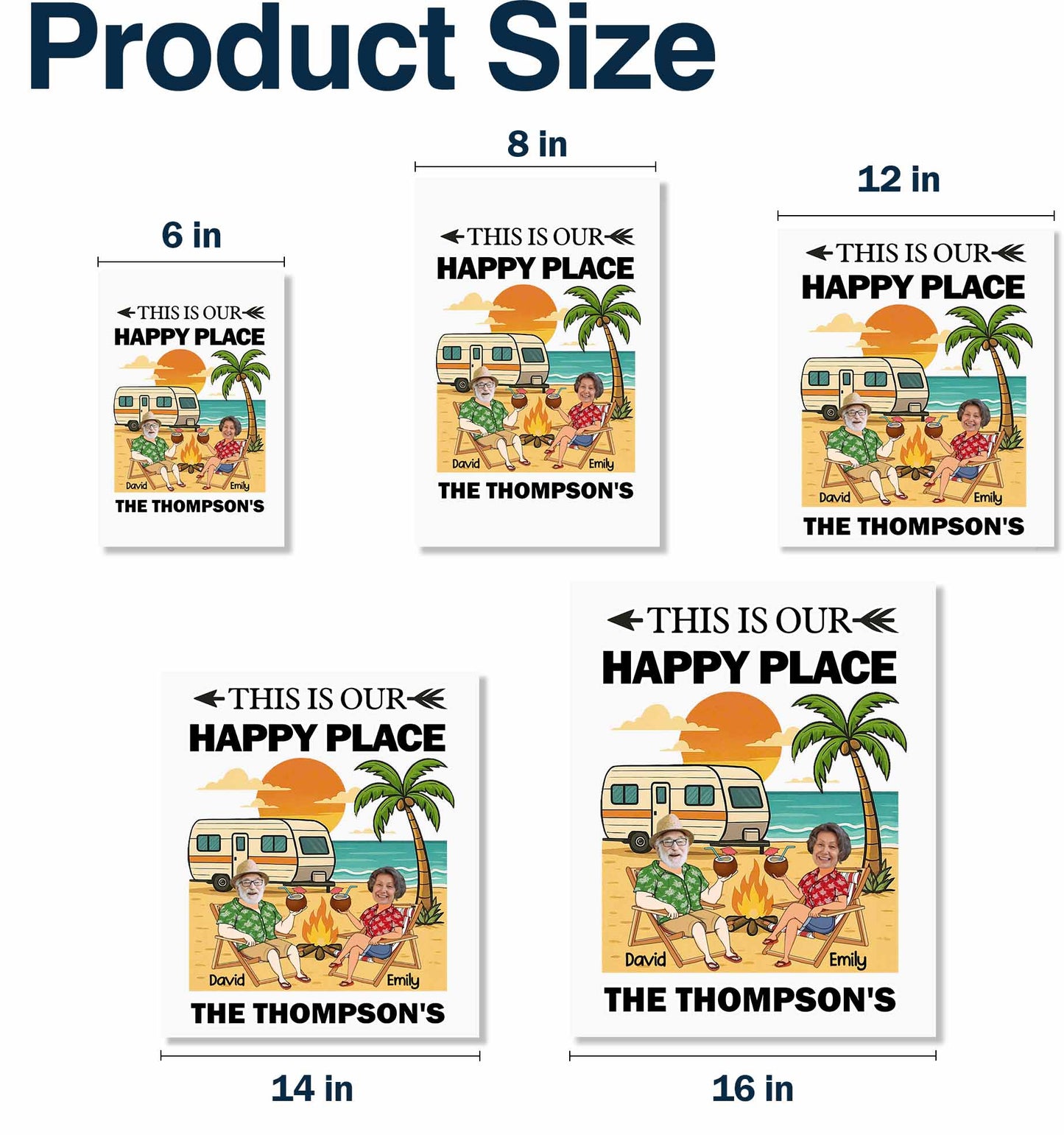 This Is Our Happy Place, Palm Trees, Camper Van, Campfire, Beach