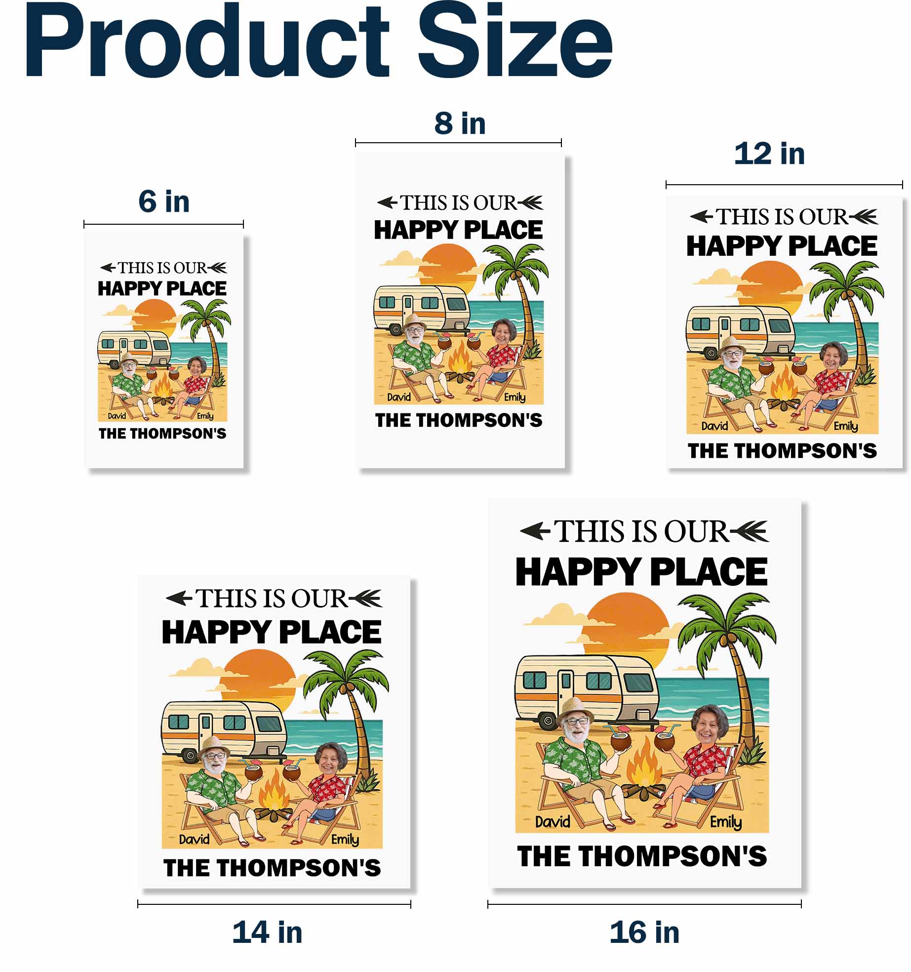 This Is Our Happy Place, Palm Trees, Camper Van, Campfire, Beach