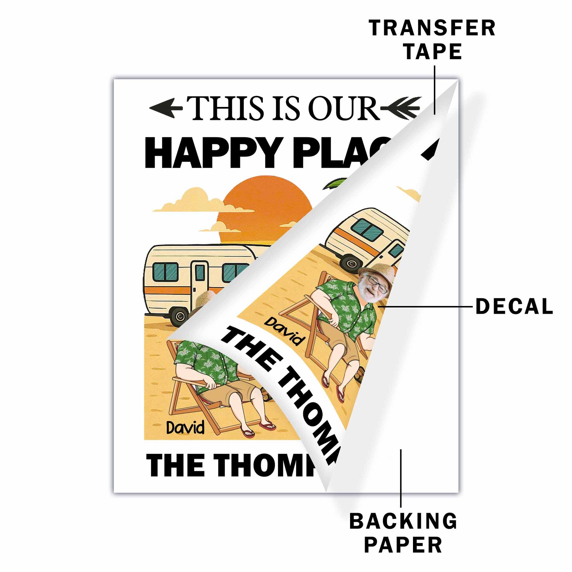 This Is Our Happy Place, Palm Trees, Camper Van, Campfire, Beach