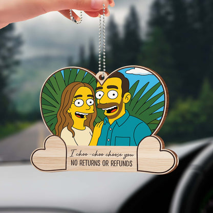 I Choo-Choo Choose You Cartoon Heart Ornament