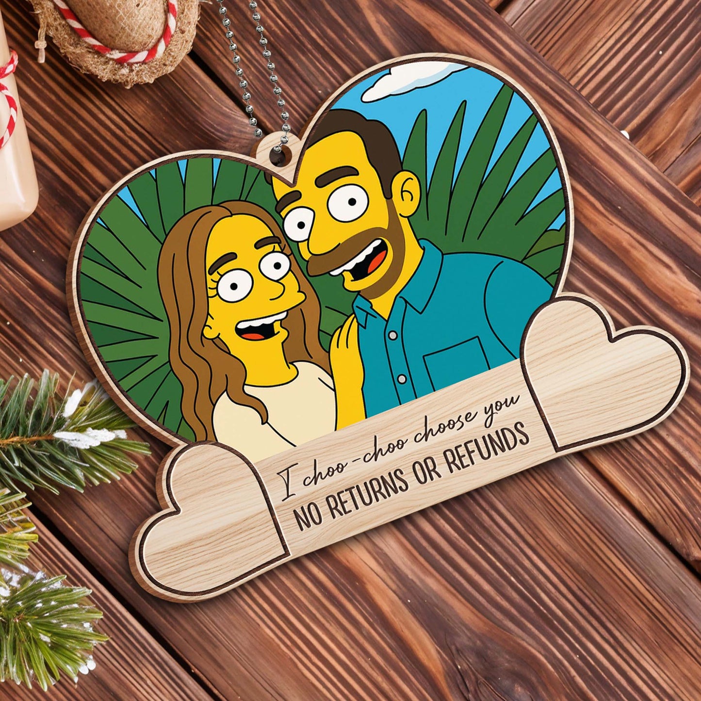 I Choo-Choo Choose You Cartoon Heart Ornament