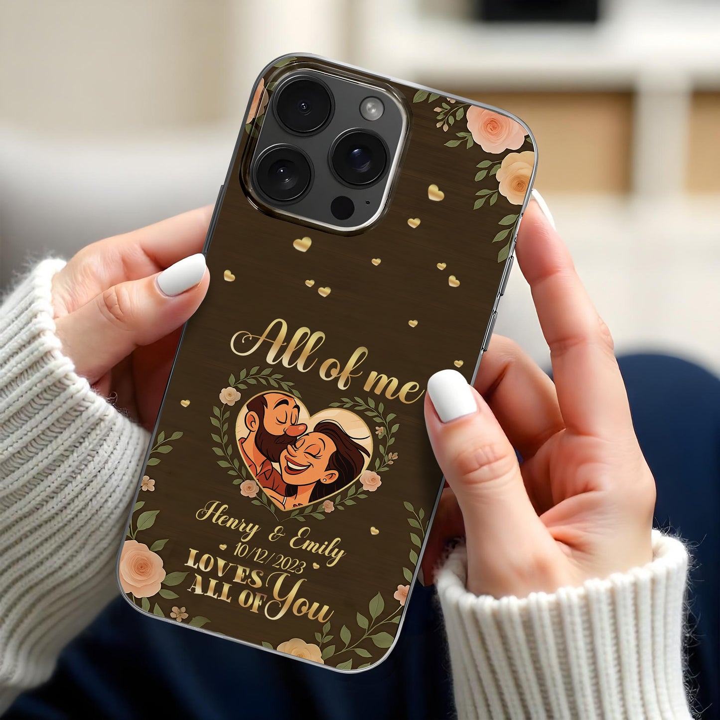 All Of Me Loves All Of You, Hearts And Flowers - Personalized Clear Phone Case - CPL398_PHC