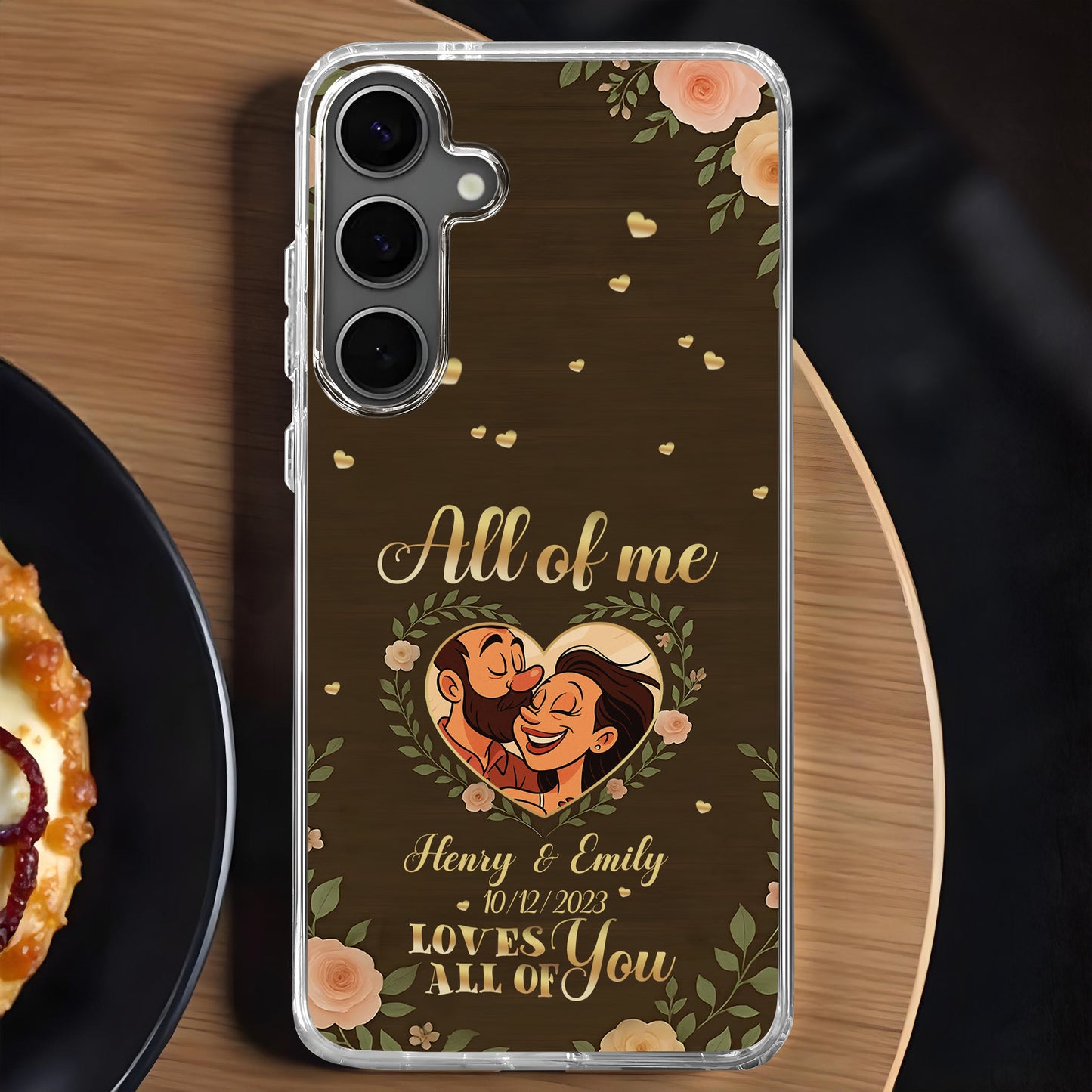 All Of Me Loves All Of You, Hearts And Flowers - Personalized Clear Phone Case - CPL398_PHC