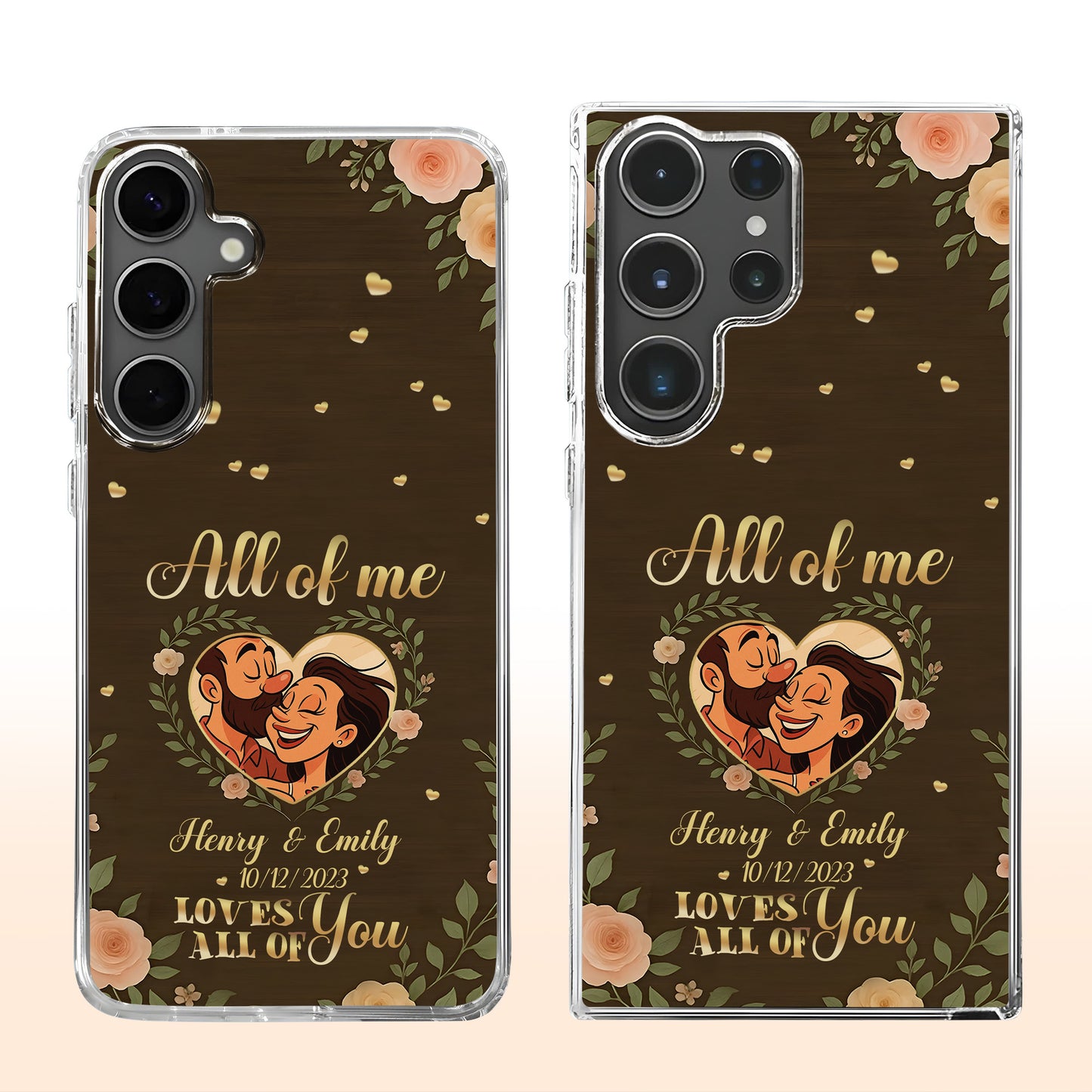 All Of Me Loves All Of You, Hearts And Flowers - Personalized Clear Phone Case - CPL398_PHC