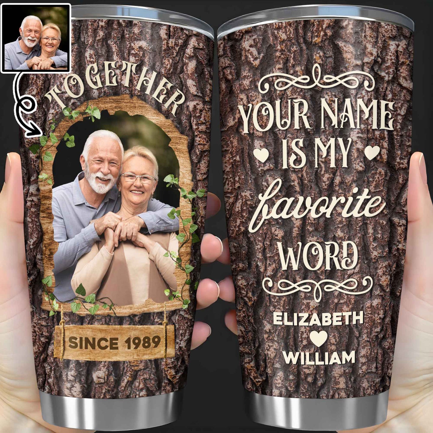 Together Is My Favorite Word Tree Bark Design - Personalized Custom Stainless Steel Tumbler 20oz 30oz - CPL400_TB