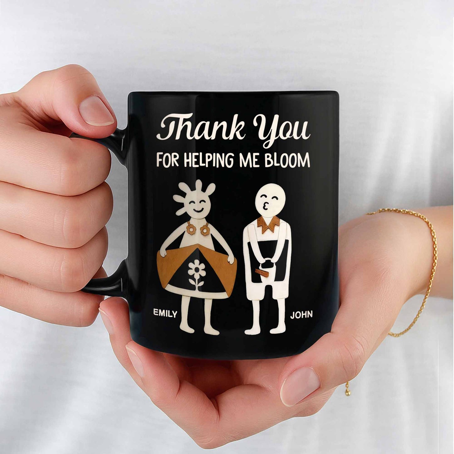 Thank You For Helping Me Bloom, Flower And Smiley Face Design