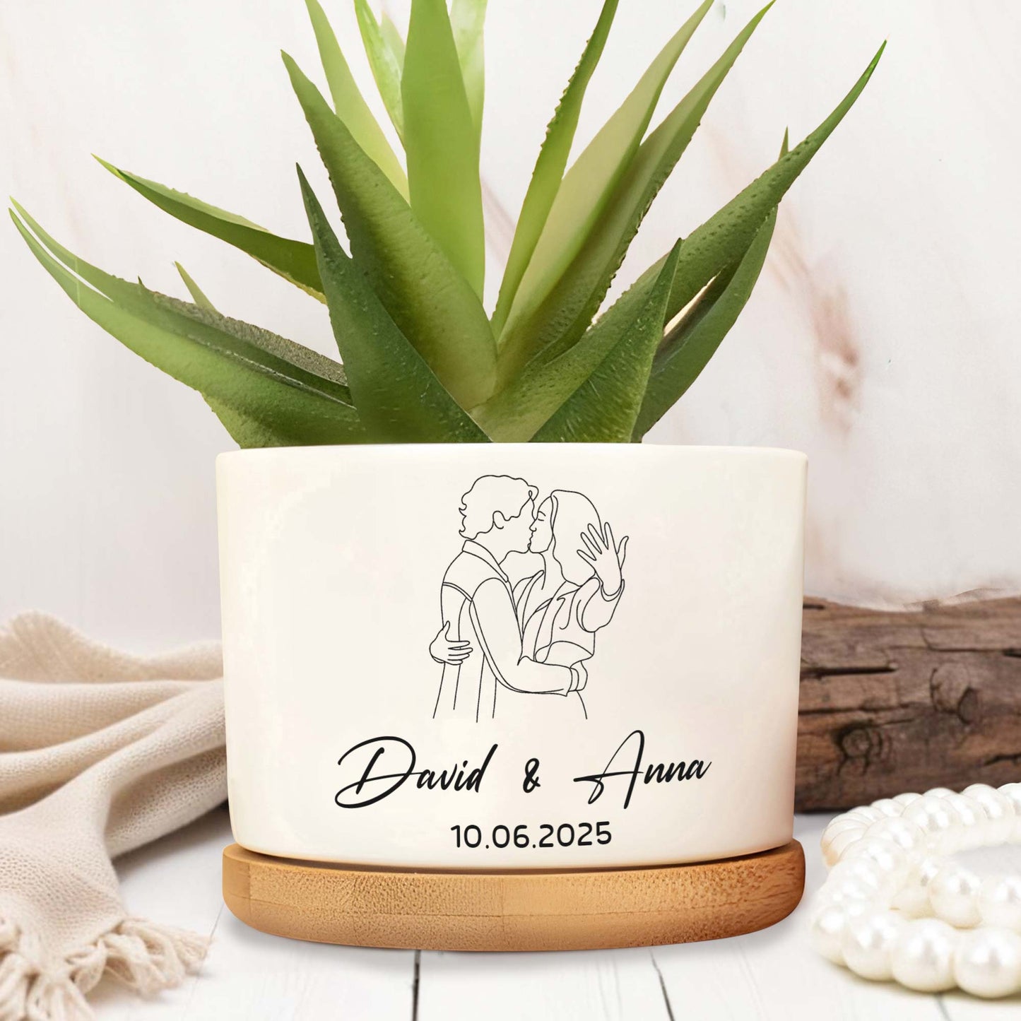 Personalize With Names And Date, Couple Embracing