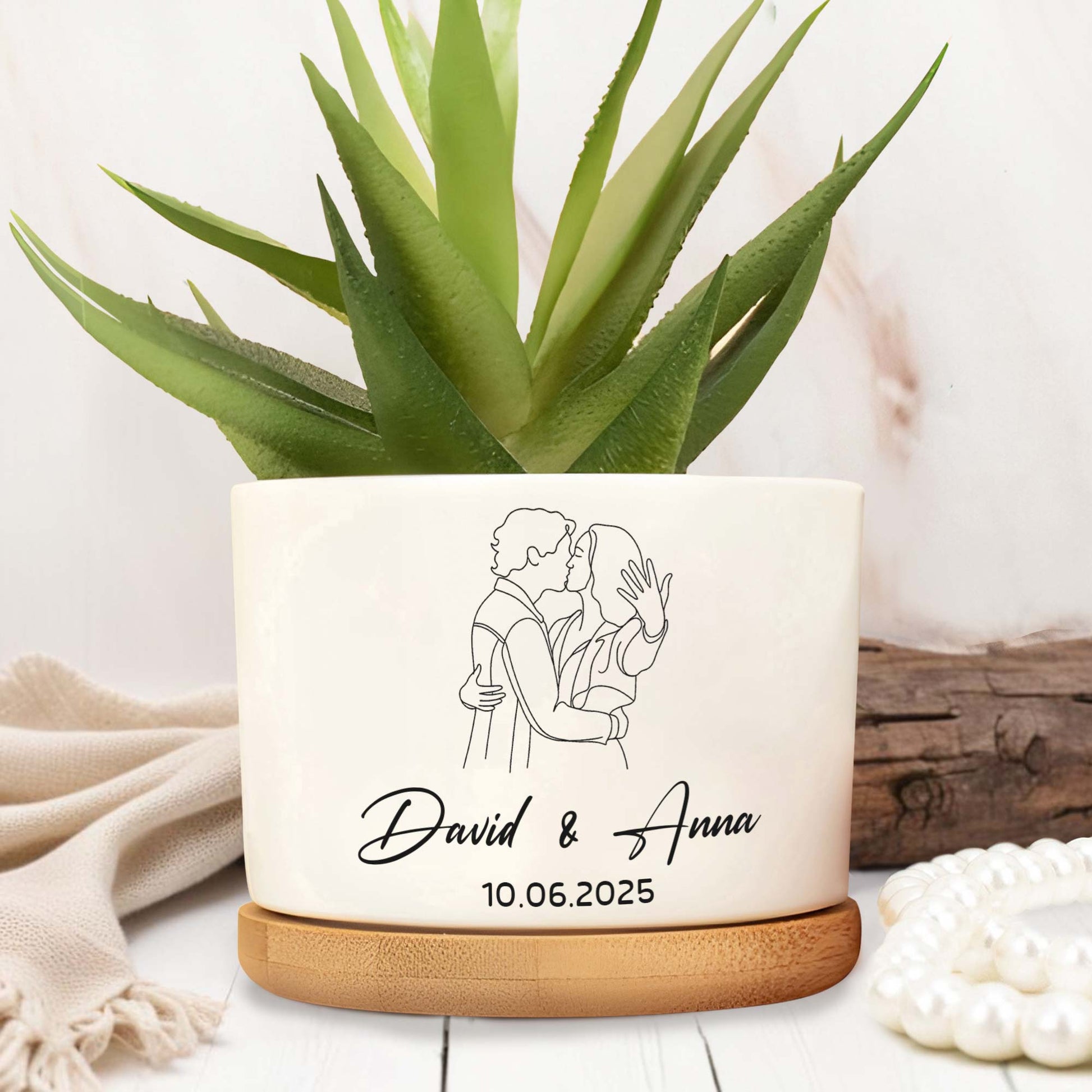 Personalize With Names And Date, Couple Embracing
