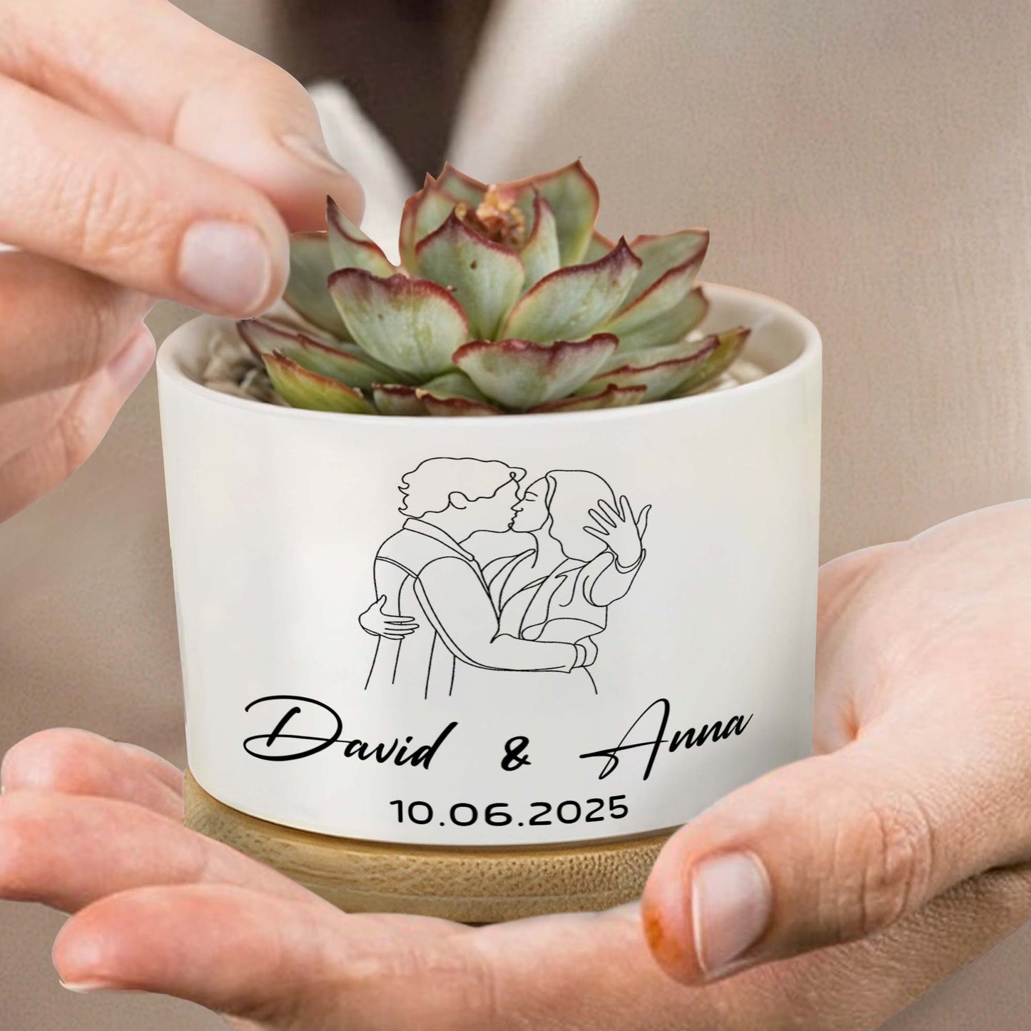 Personalize With Names And Date, Couple Embracing