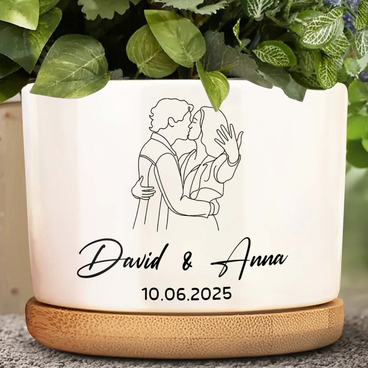 Personalize With Names And Date, Couple Embracing