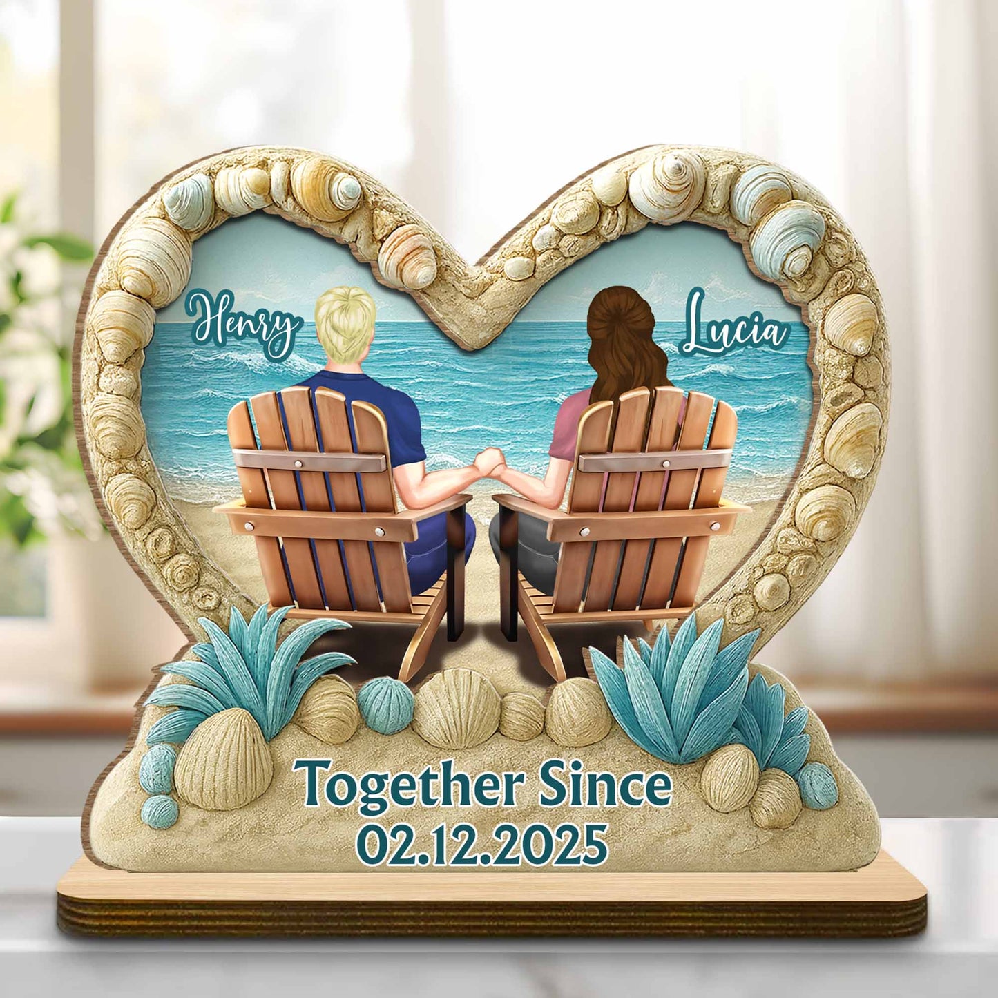 Together Since, Beach Chairs And Seashells Design