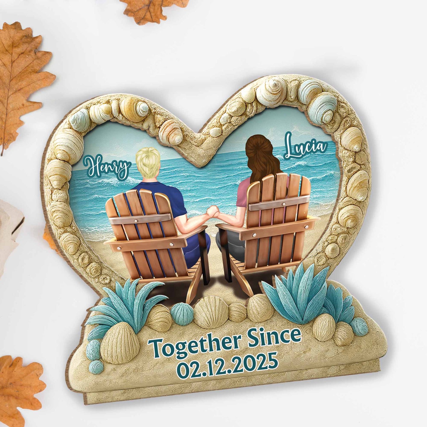 Together Since, Beach Chairs And Seashells Design