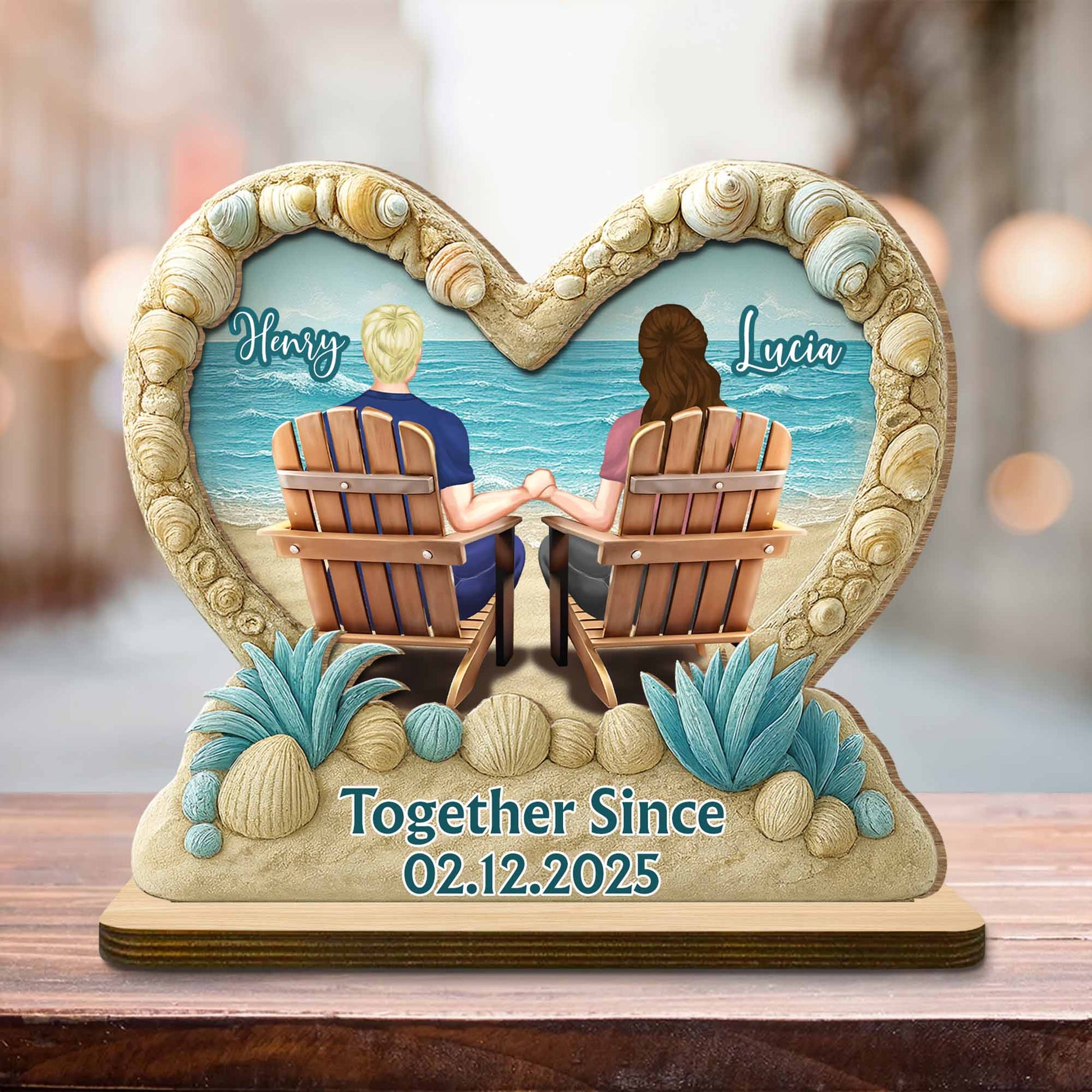 Together Since, Beach Chairs And Seashells Design