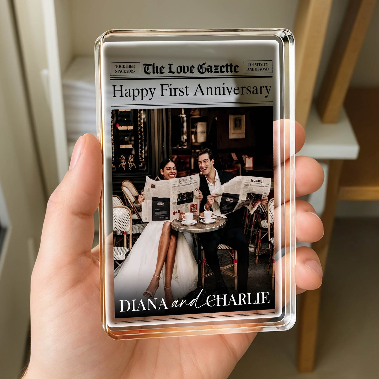 Happy First Anniversary Newspaper and Cafe Setting