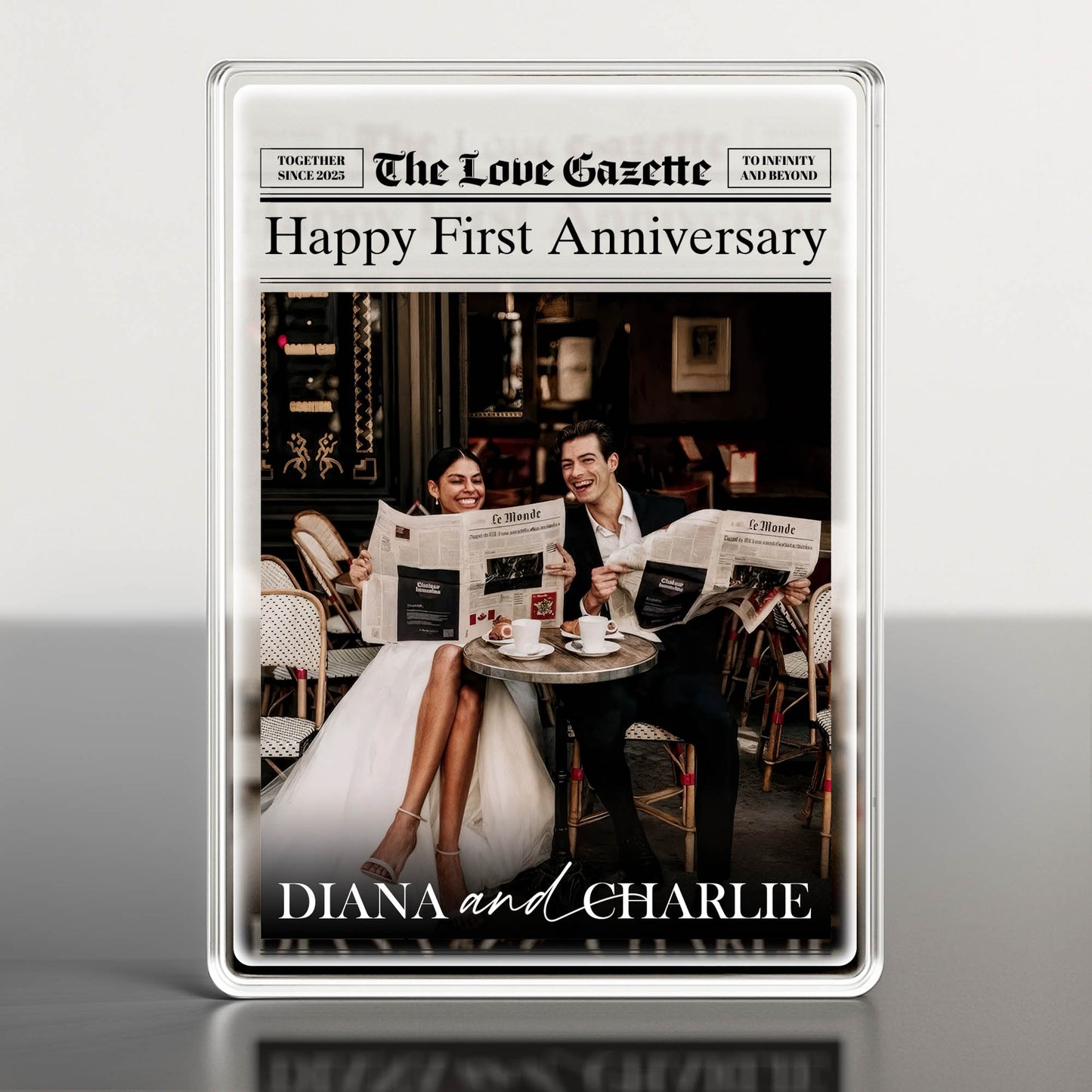 Happy First Anniversary Newspaper and Cafe Setting