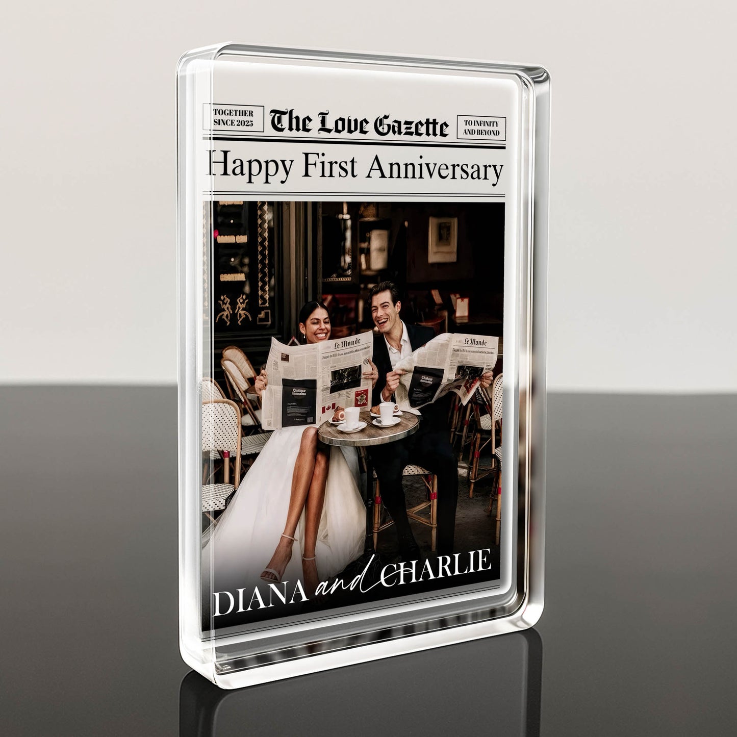 Happy First Anniversary Newspaper and Cafe Setting