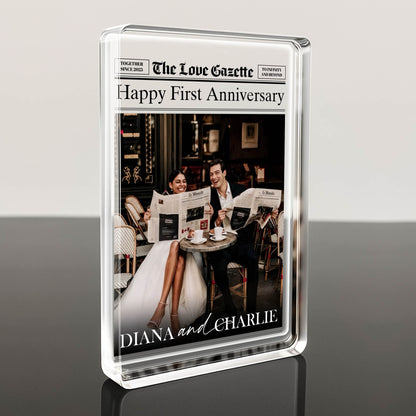 Happy First Anniversary Newspaper and Cafe Setting