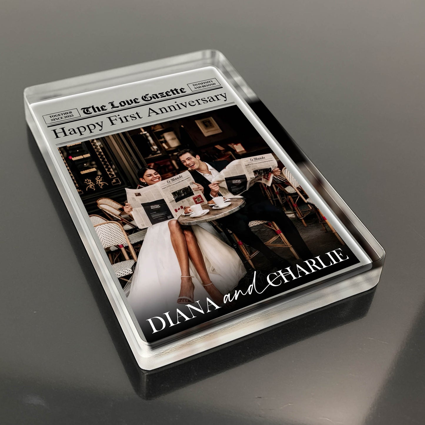 Happy First Anniversary Newspaper and Cafe Setting