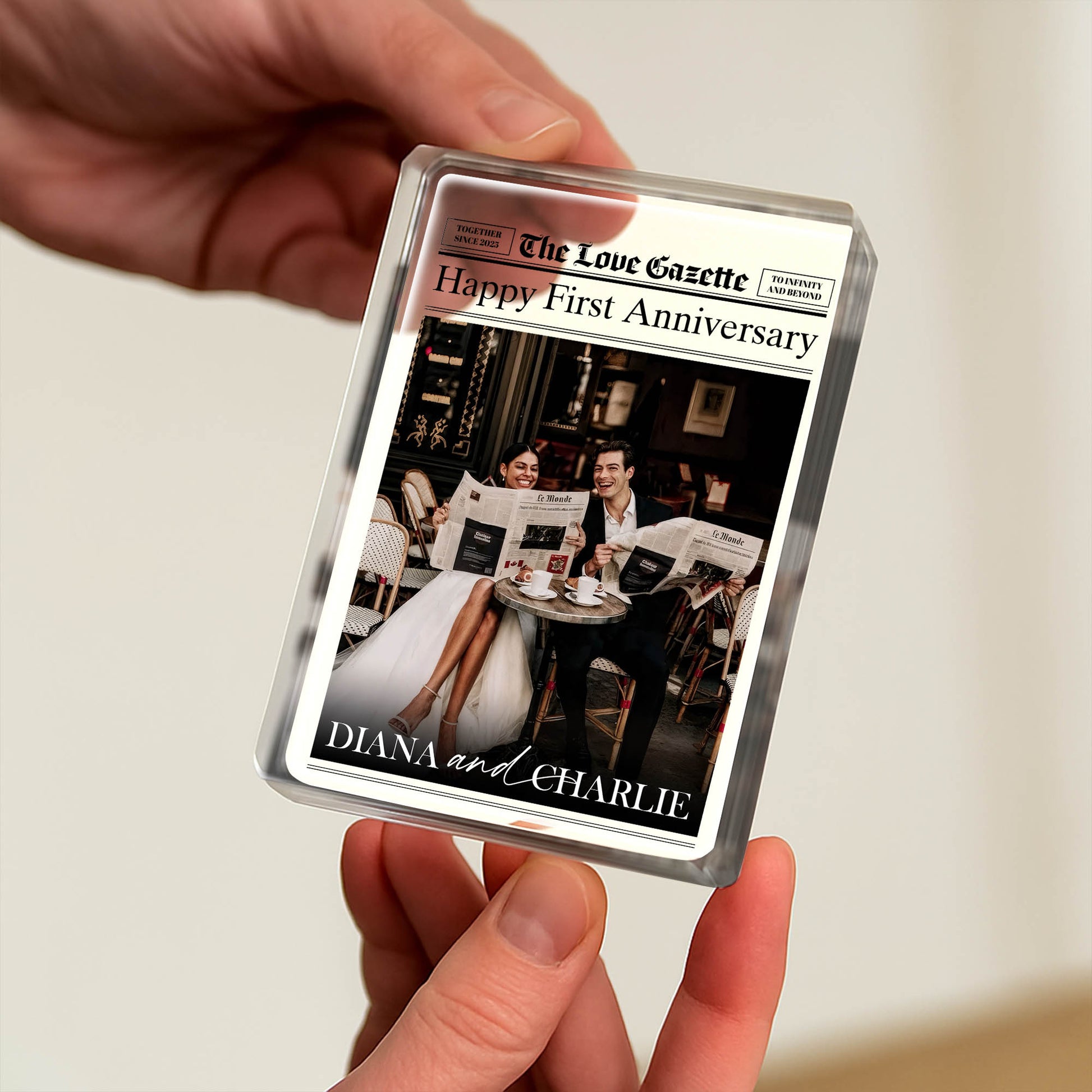 Happy First Anniversary Newspaper and Cafe Setting