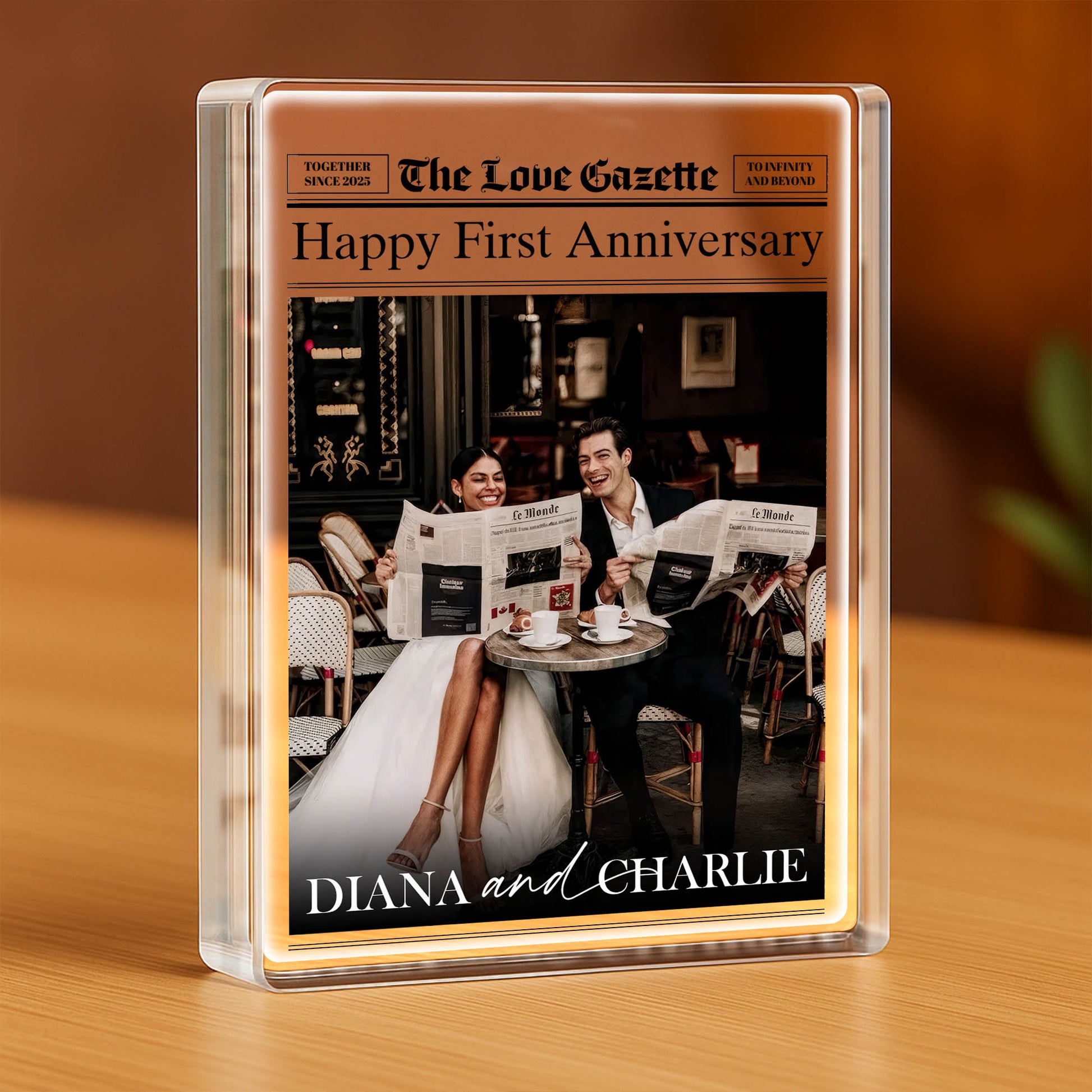 Happy First Anniversary Newspaper and Cafe Setting