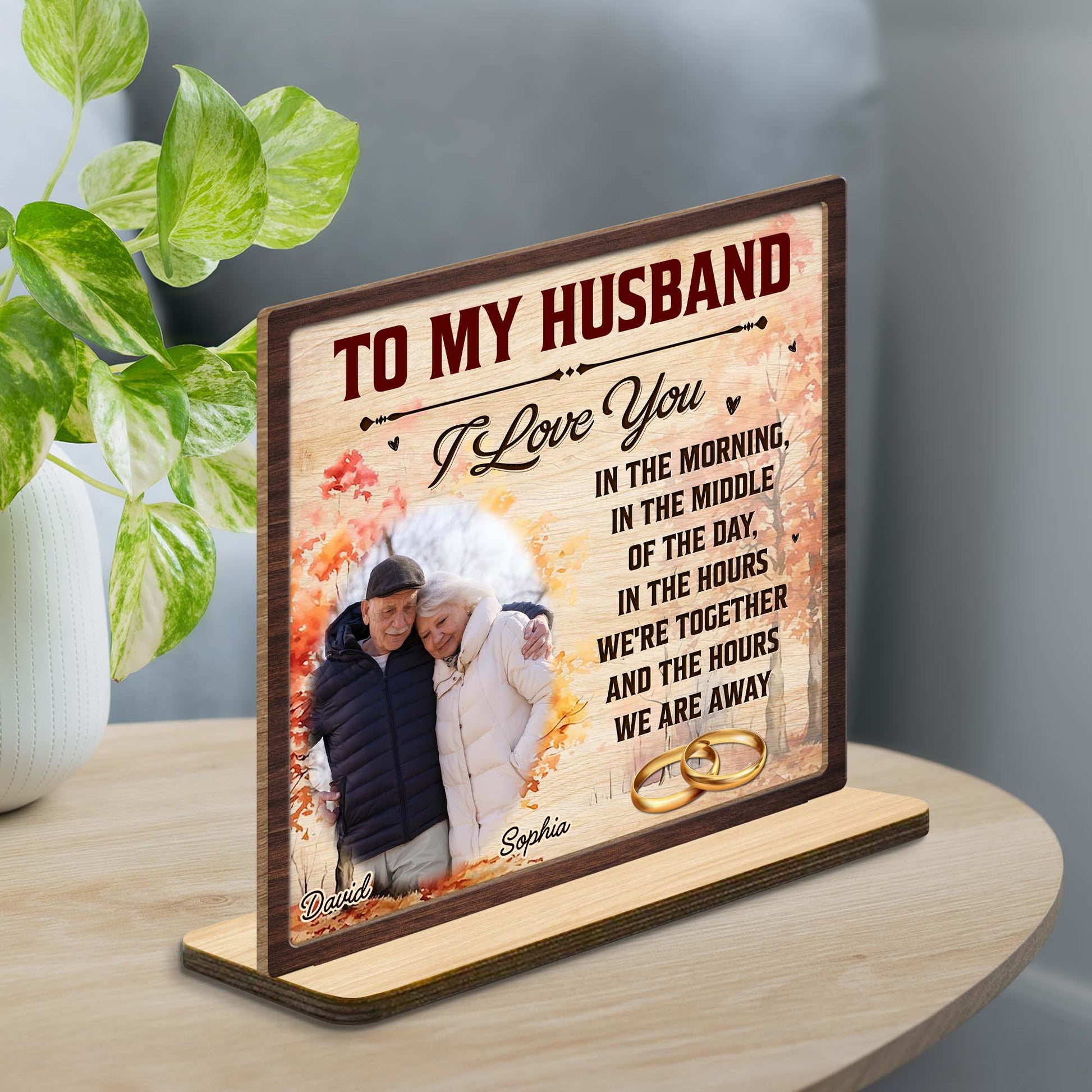 To My Husband, I Love You Autumn Leaves and Wedding Rings