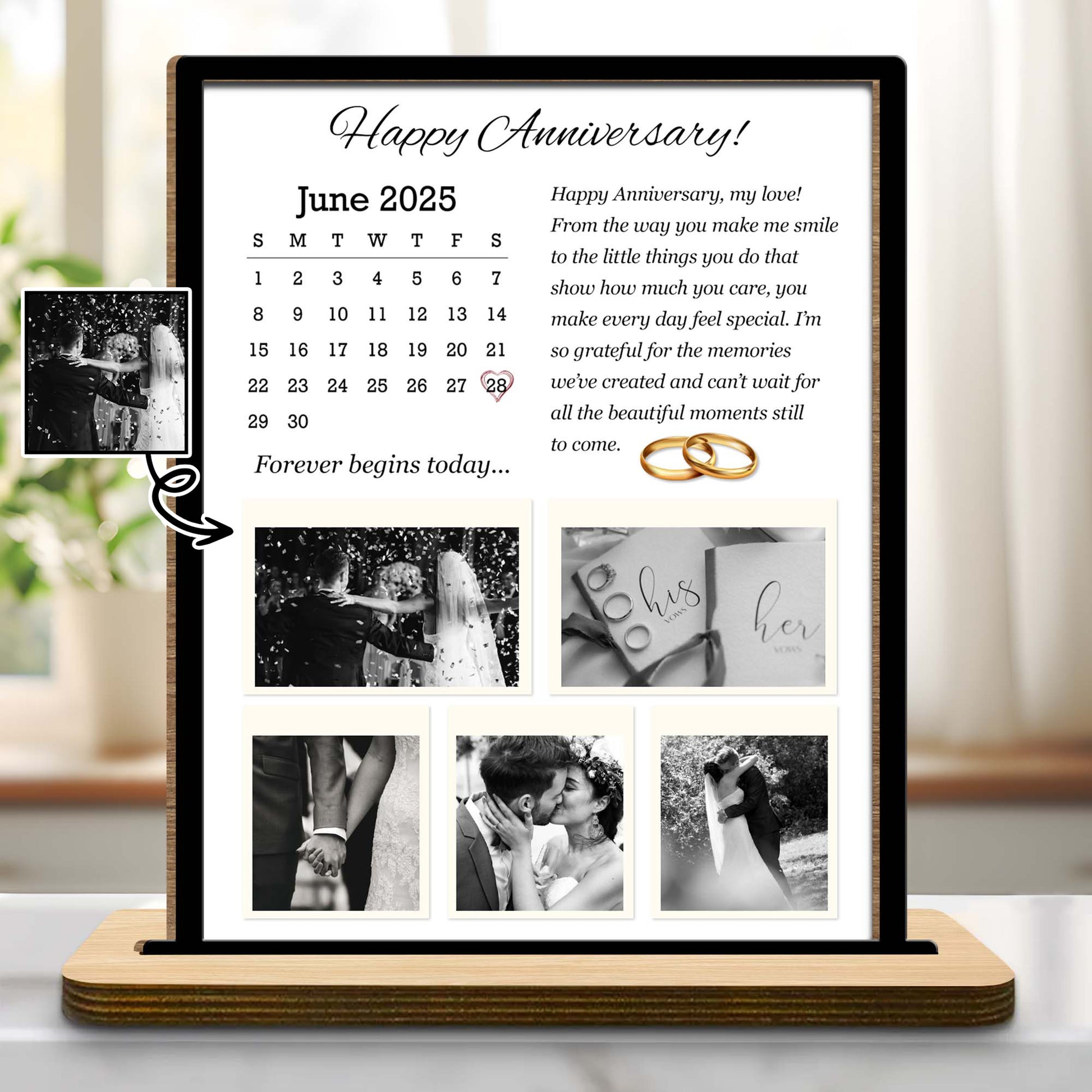 Happy Anniversary, Forever Begins Today, Calendar and Wedding Rings
