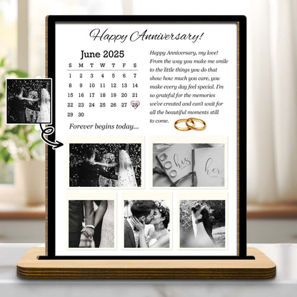 Happy Anniversary, Forever Begins Today, Calendar and Wedding Rings