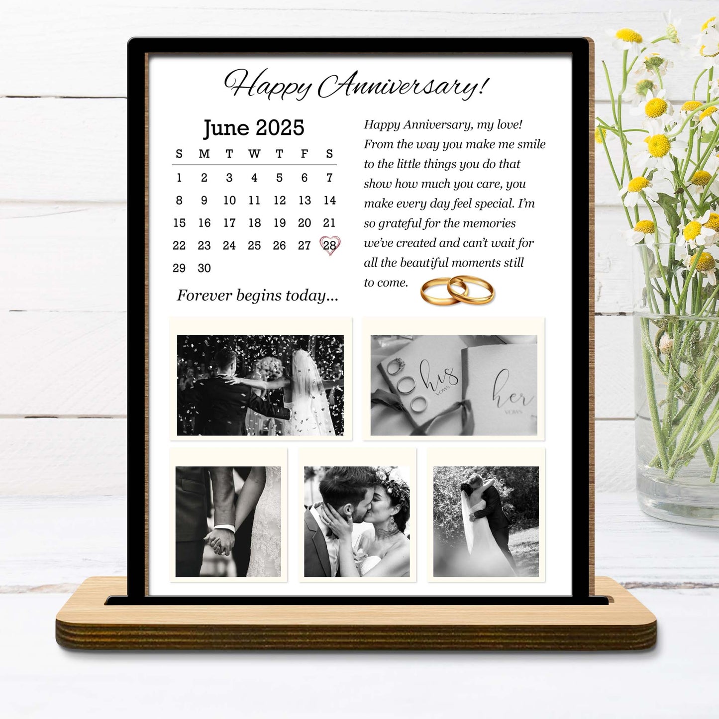 Happy Anniversary, Forever Begins Today, Calendar and Wedding Rings
