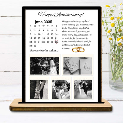 Happy Anniversary, Forever Begins Today, Calendar and Wedding Rings
