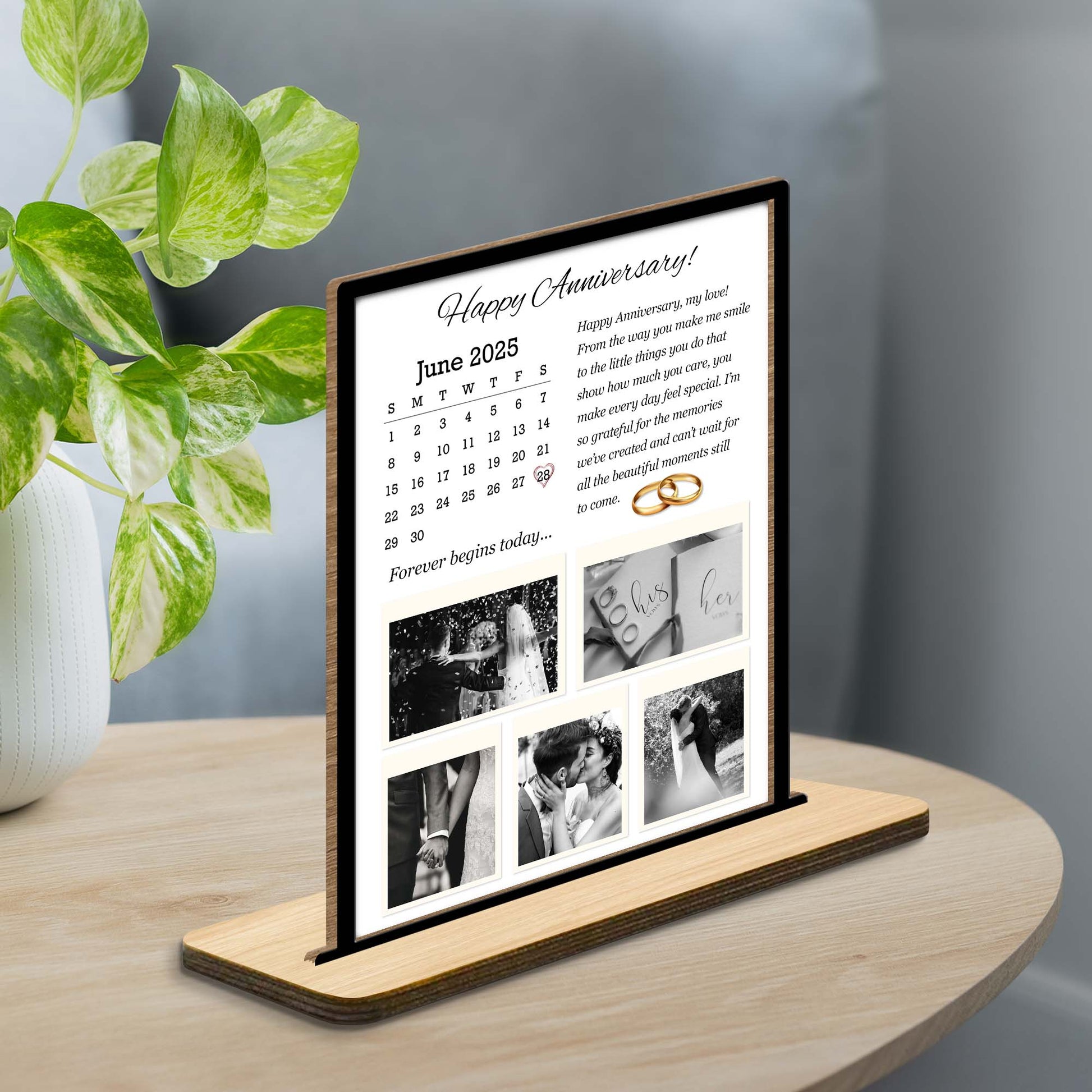 Happy Anniversary, Forever Begins Today, Calendar and Wedding Rings